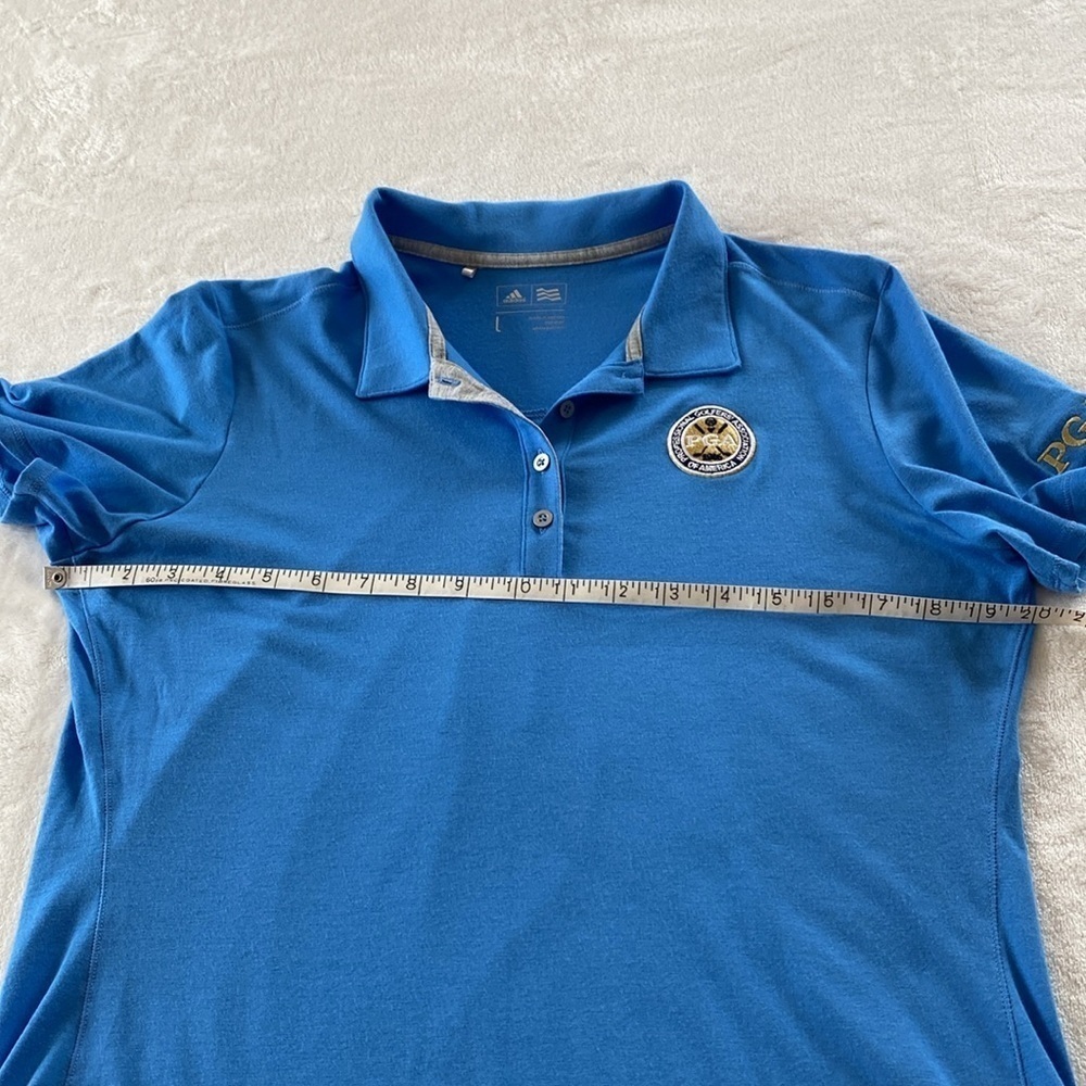 Adidas PGA Women's Blue Golf Polo Shirt. PGA Crest on chest and logo on sleeve. - Picture 10 of 13